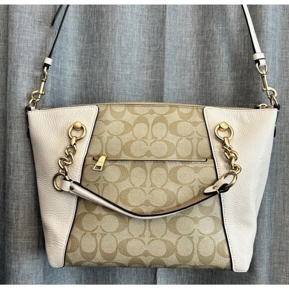 Coach Kacey Satchel Colorblock/Blocked Signature Canvas - Picture 4 of 16